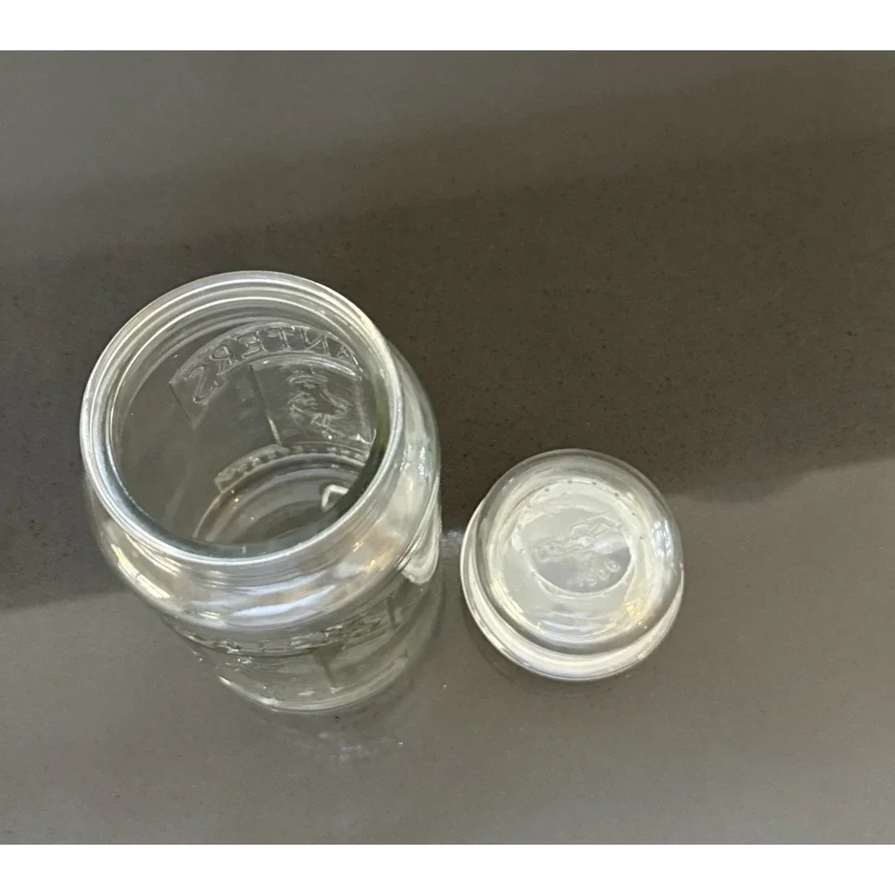 Vintage 1981 Planters Mr. Peanut Jar Canister Clear‎ Glass Lid 75th Anniversary